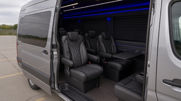 sunrise sprinter van with driver inside